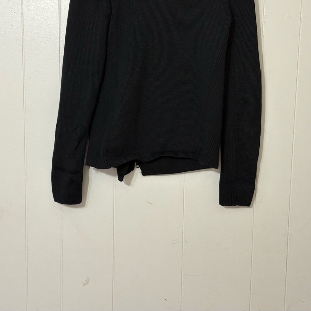 Vince Black Wool Asymmetrical Moto Jacket Zip Front Minimalist Size M - Picture 9 of 12